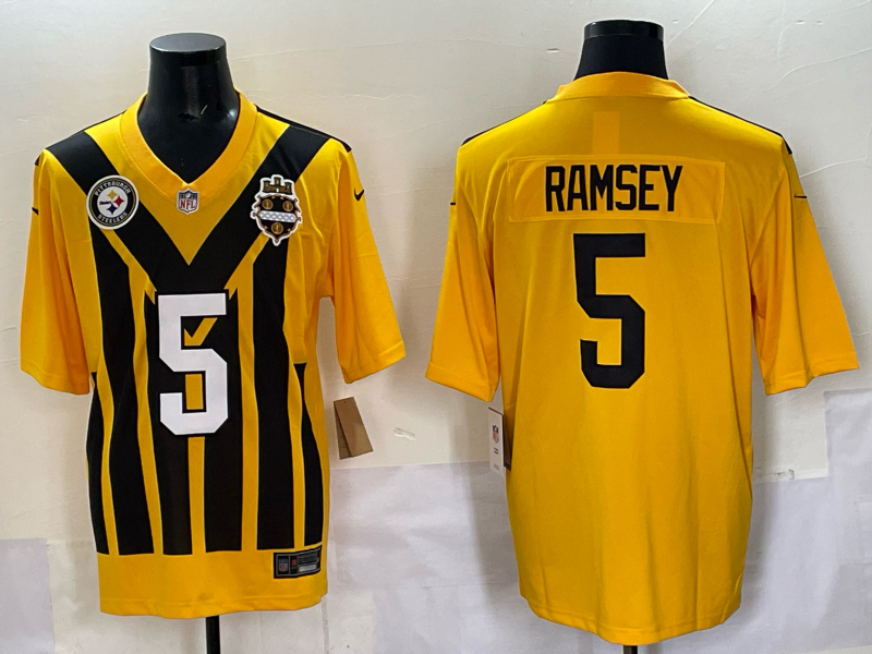 Men Pittsburgh Steelers 5 Ramsey Yellow Retro 2025 Nike Limited NFL Jersey style 0013
